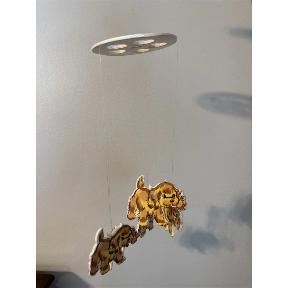 Vintage 5 Dogs Wind Chimes Ceramic Farmhouse Decor
